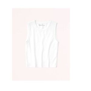 Abercrombie & Fitch White Essential Crew Tank Top